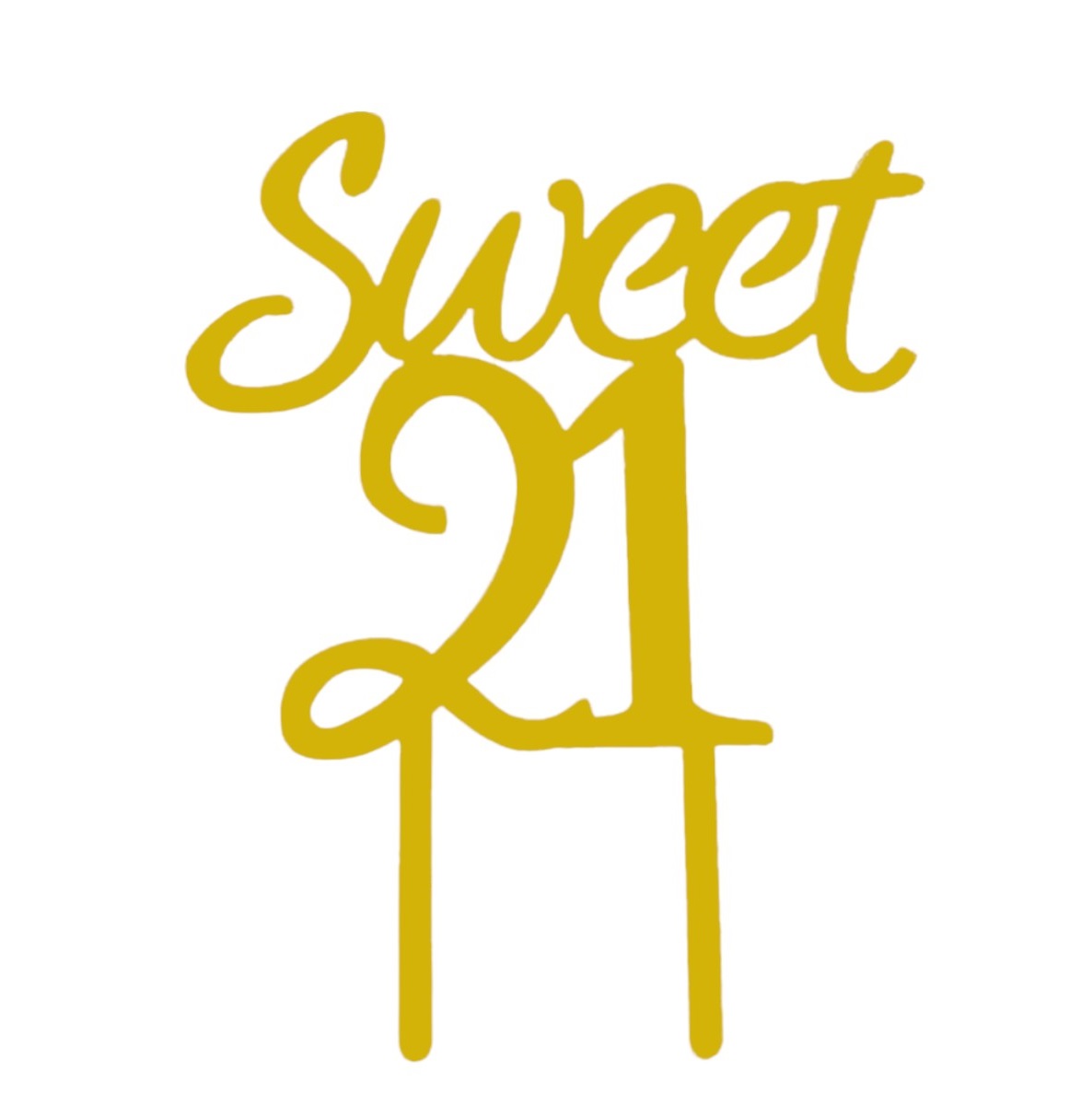 Cake topper sweet 21 goud