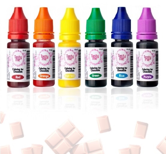 Value pack of 6 food colourings - rainbow-coloured 