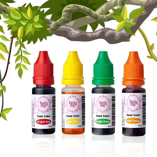 Voordeelset van 4 eetbare voedselkleurstoffen jungle