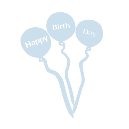 Cake topper happy birthday 3 ballonnen blauw OP=OP