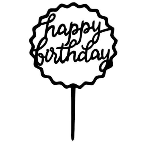 Cake topper happy birthday  kartel zwart