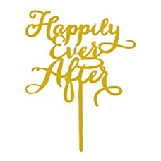 Cake topper happily ever after goud