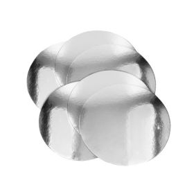 Cake Board rond 25cm glans zilver 2,5mm 6st