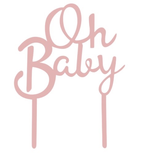 Cake topper Oh baby light pink