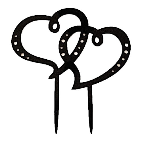 Cake topper dubbel hart zwart