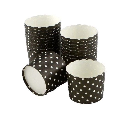 Cupcake cups - molds black with white dots 20pcs.