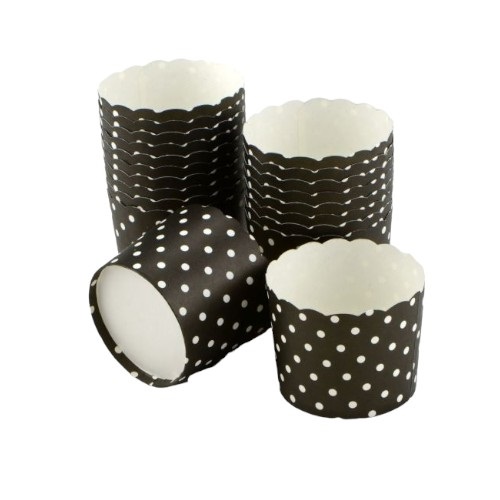 Cupcake cups - vormpjes zwart met witte stippen 20st.