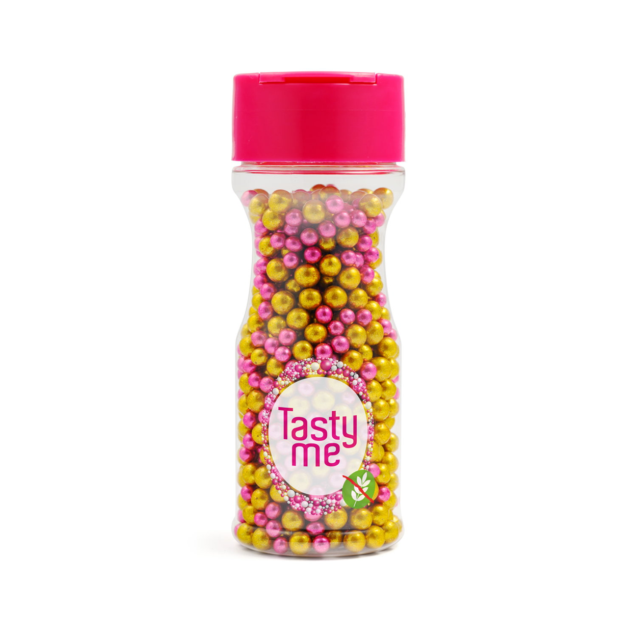 Suikerparels metallic roze - goud 4mm 70g - glutenvrij