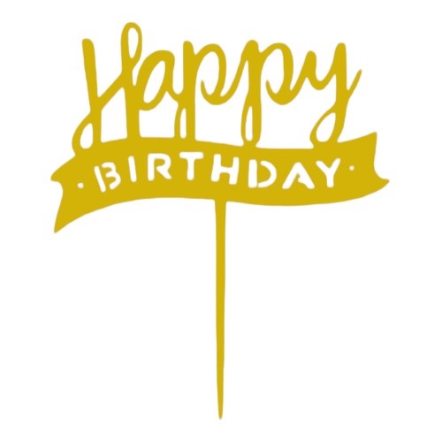 Cake topper happy birthday vlag goud
