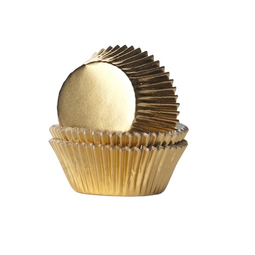 Cupcake cups - vormpjes 50mm goud 60st.