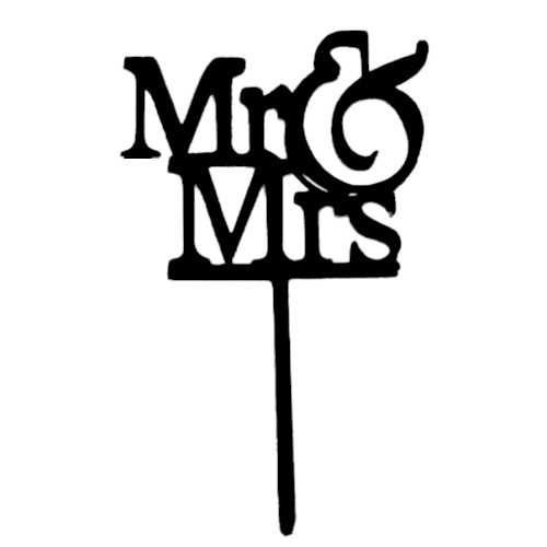 Cake topper mr & mrs zwart
