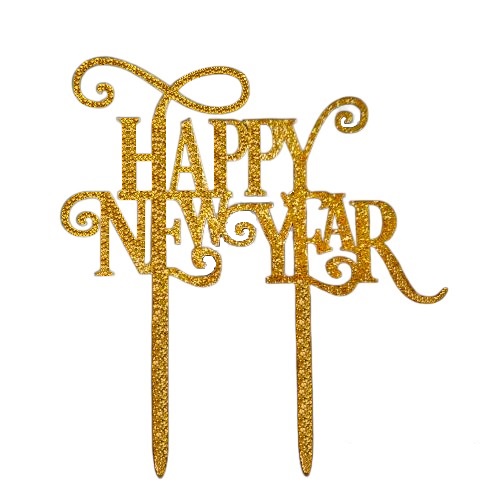 Cake topper happy new year gold FINAL SALE