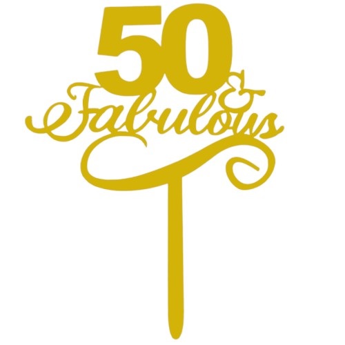 Cake topper 50 & fabulous goud