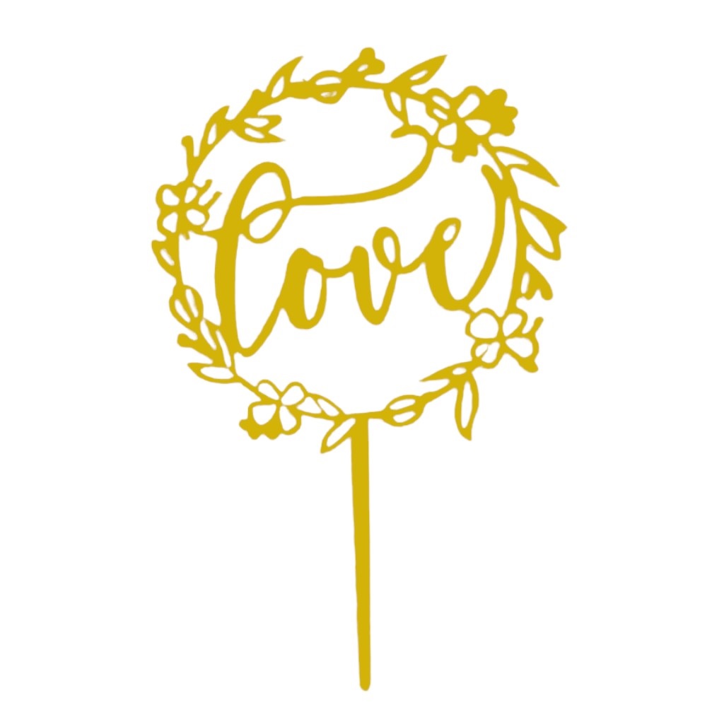 Cake topper love rond goud