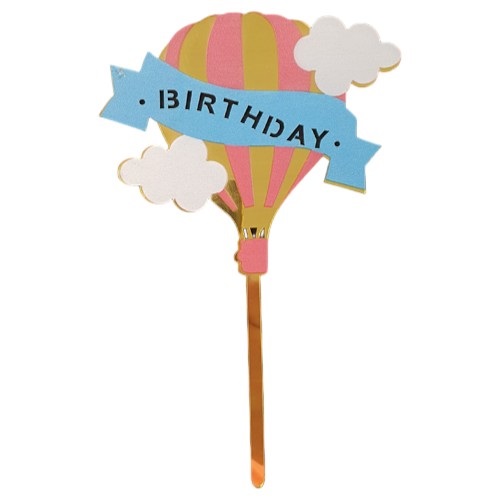 Cake topper happy birthday luchtballon