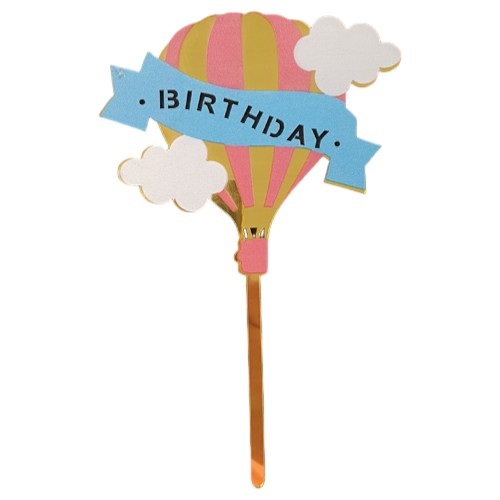 Cake topper birtday ballon goud