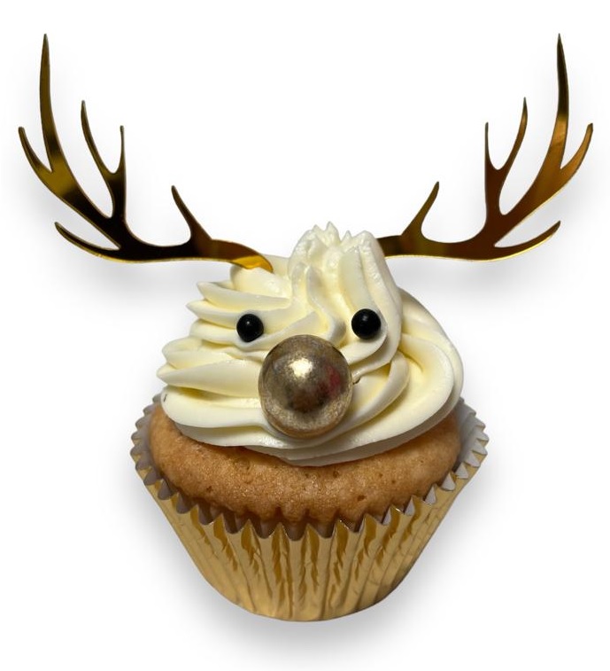Cup cake topper gewei goud
