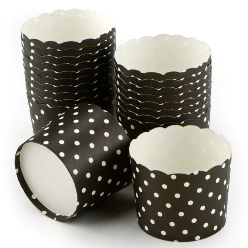 Cupcake cups - vormpjes zwart met witte stippen 20st.