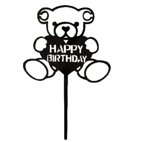 Cake topper happy birthday bear black FINAL SALE
