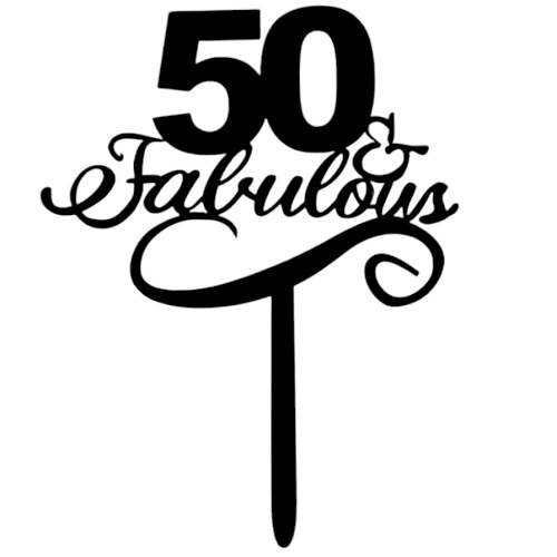 Cake topper 50 and fabulous black