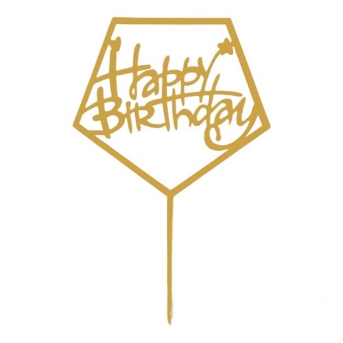 Cake topper happy birthday angular gold