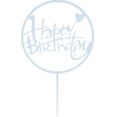 Cake topper happy birthday hartje rond blauw