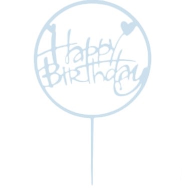 Cake topper happy birthday round heart light blue