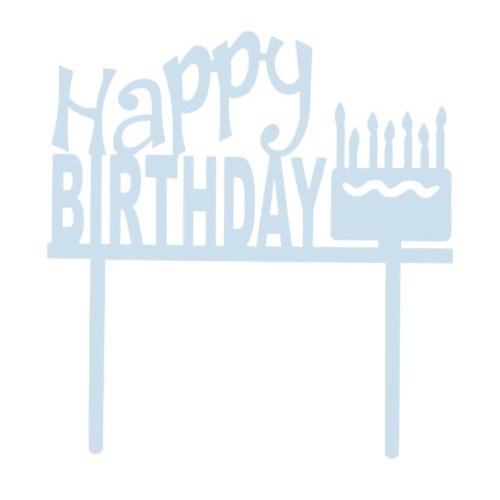Cake topper happy birthday taart blauw OP=OP