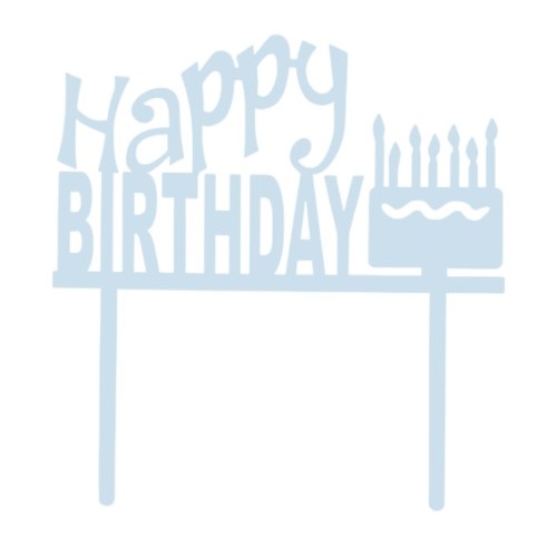 Cake topper happy birthday taart blauw