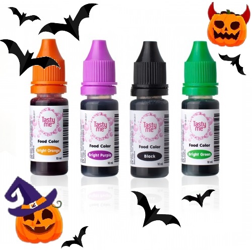 Voordeelset van 4 eetbare voedselkleurstoffen Halloween