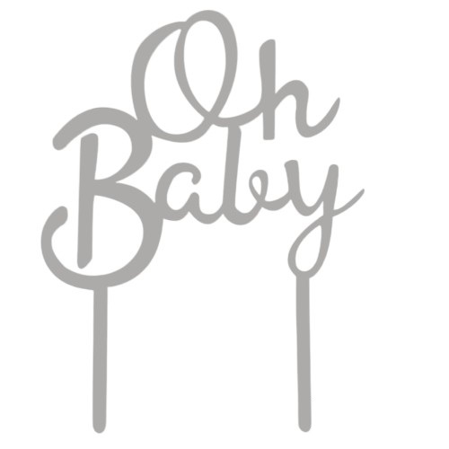 Cake topper oh baby zilver