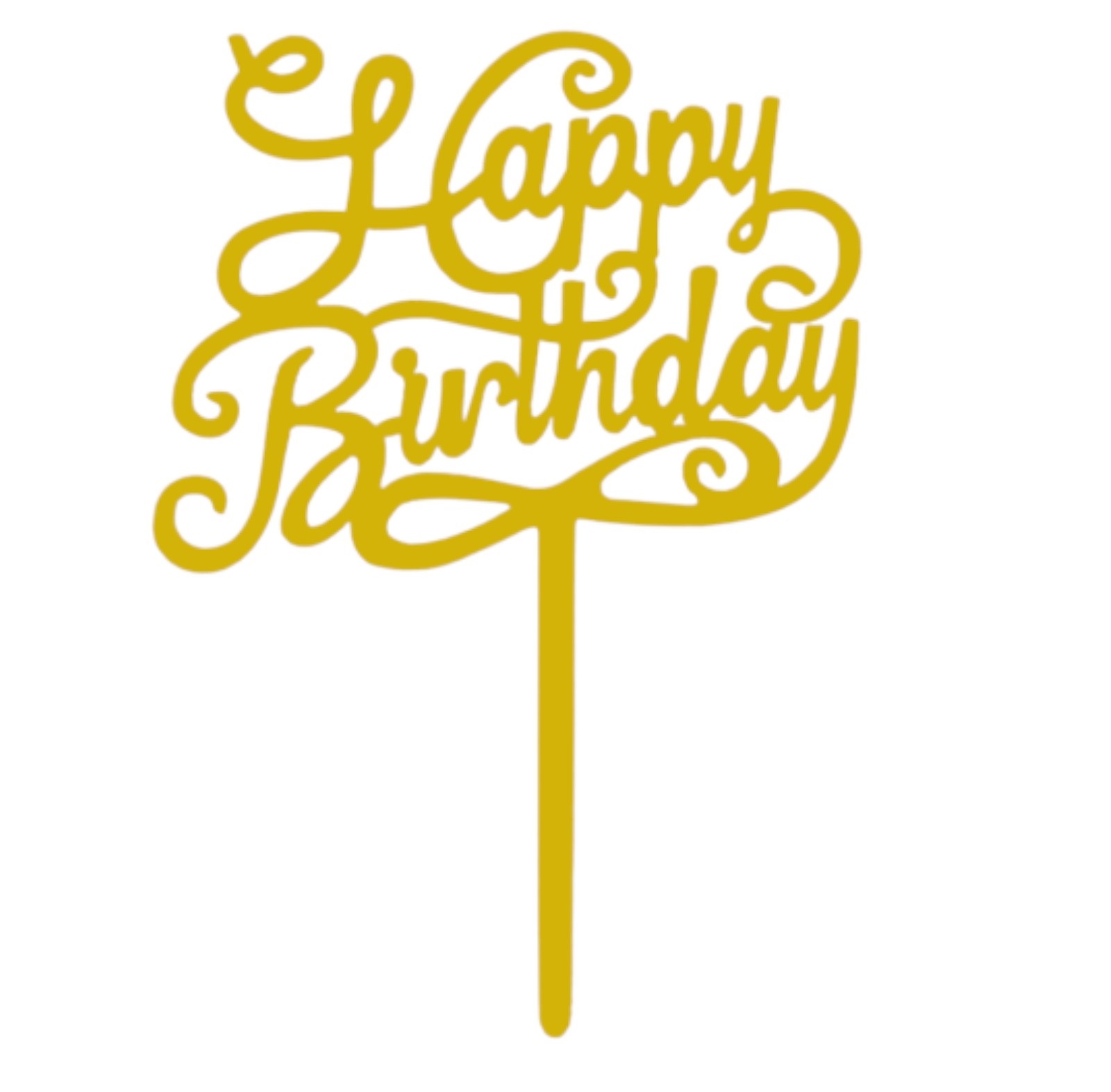 Cake topper happy birthday sierlijk goud