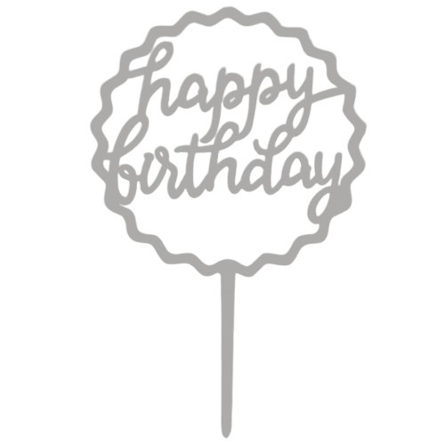 Cake topper happy birthday  kartel zilver