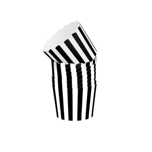 Cupcake cups - vormpjes zwart met witte strepen 20st.