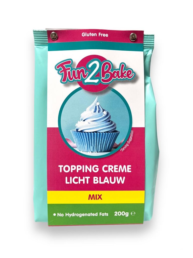 Fun2Bake topping crème licht blauw mix 200g - glutenvrij OP=OP