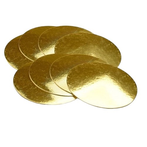 Cake board rond 20cm glans goud 2,5mm 8st