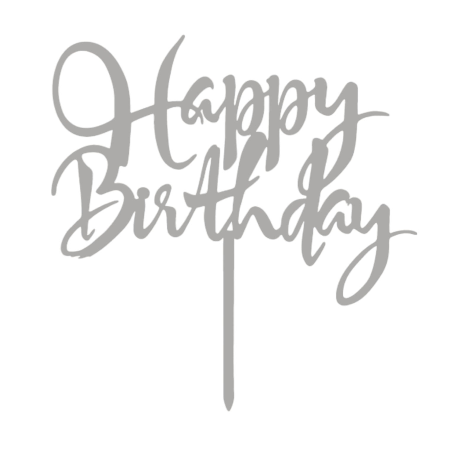 Cake topper happy birthday zilver sierlijk