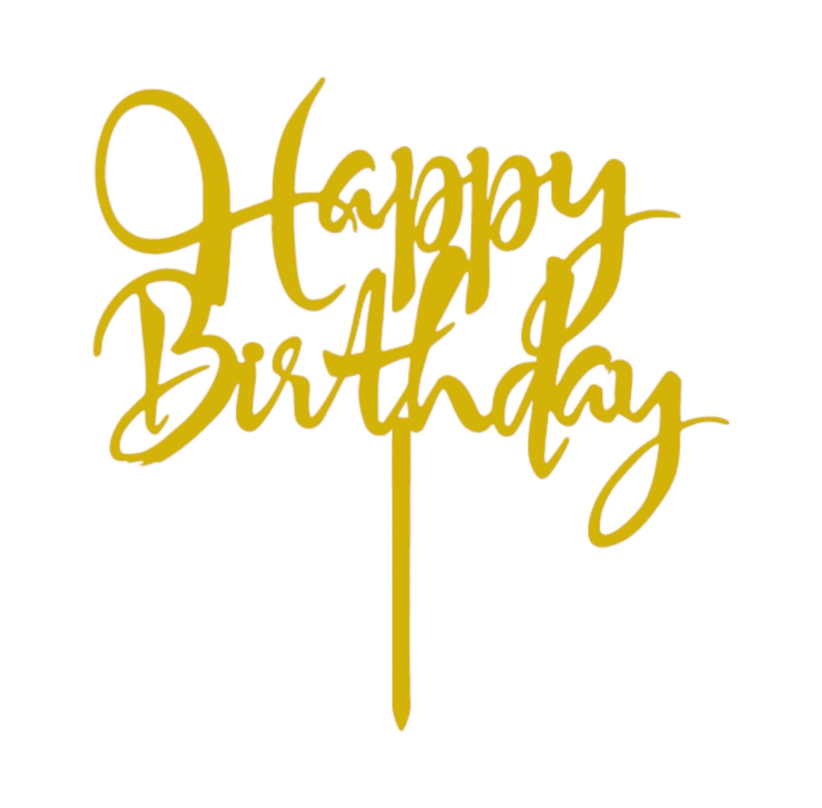 Cake topper happy birthday goud sierlijk