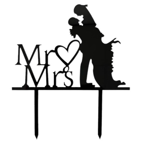 Cake topper mr & mrs koppel zwart