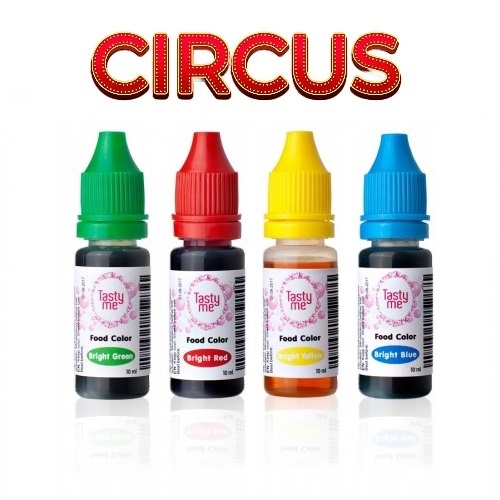 Voordeelset van 4 eetbare voedselkleurstoffen circus