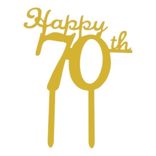 Cake topper happy 70th goud