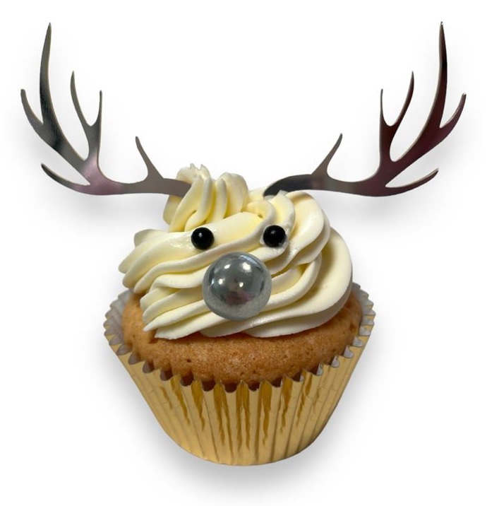 Cup cake topper gewei zilver