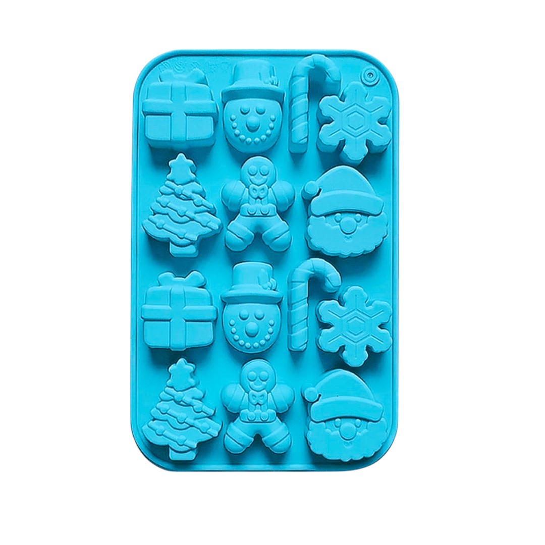 Siliconen mal kerstfiguren blauw