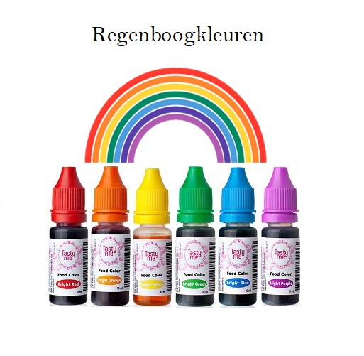 Set van 6 regenboogkleuren voedselkleurstoffen