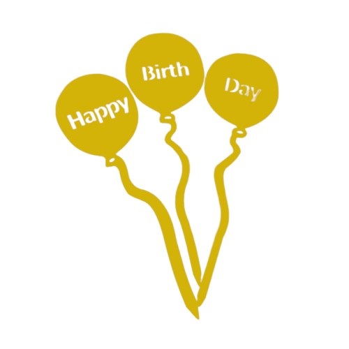 Cake topper happy birthday 3 ballonnen goud OP=OP