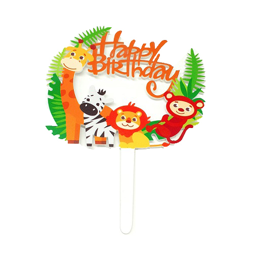 Cake topper happy birthday dieren