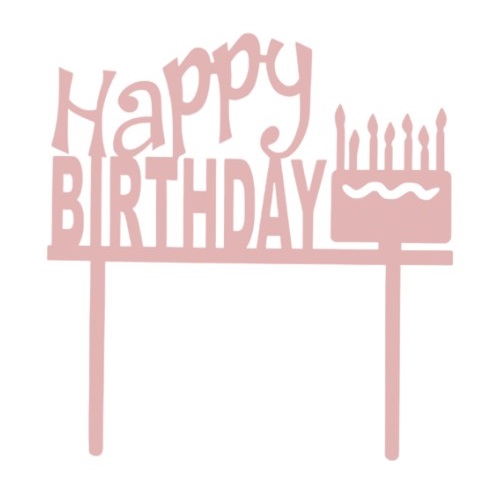 Cake topper happy birthday taart roze