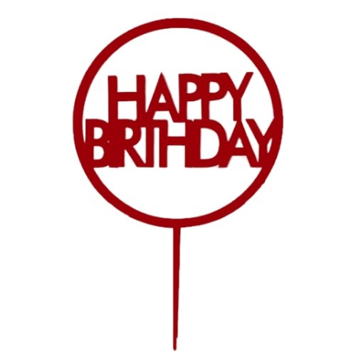 Cake topper happy birthday rond rood