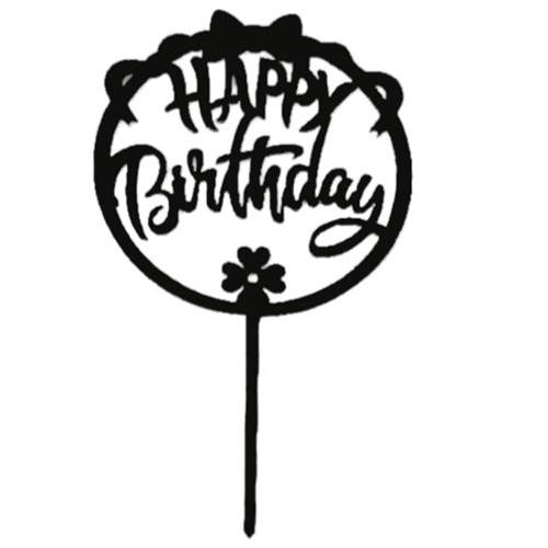 Cake topper happy birthday strik zwart
