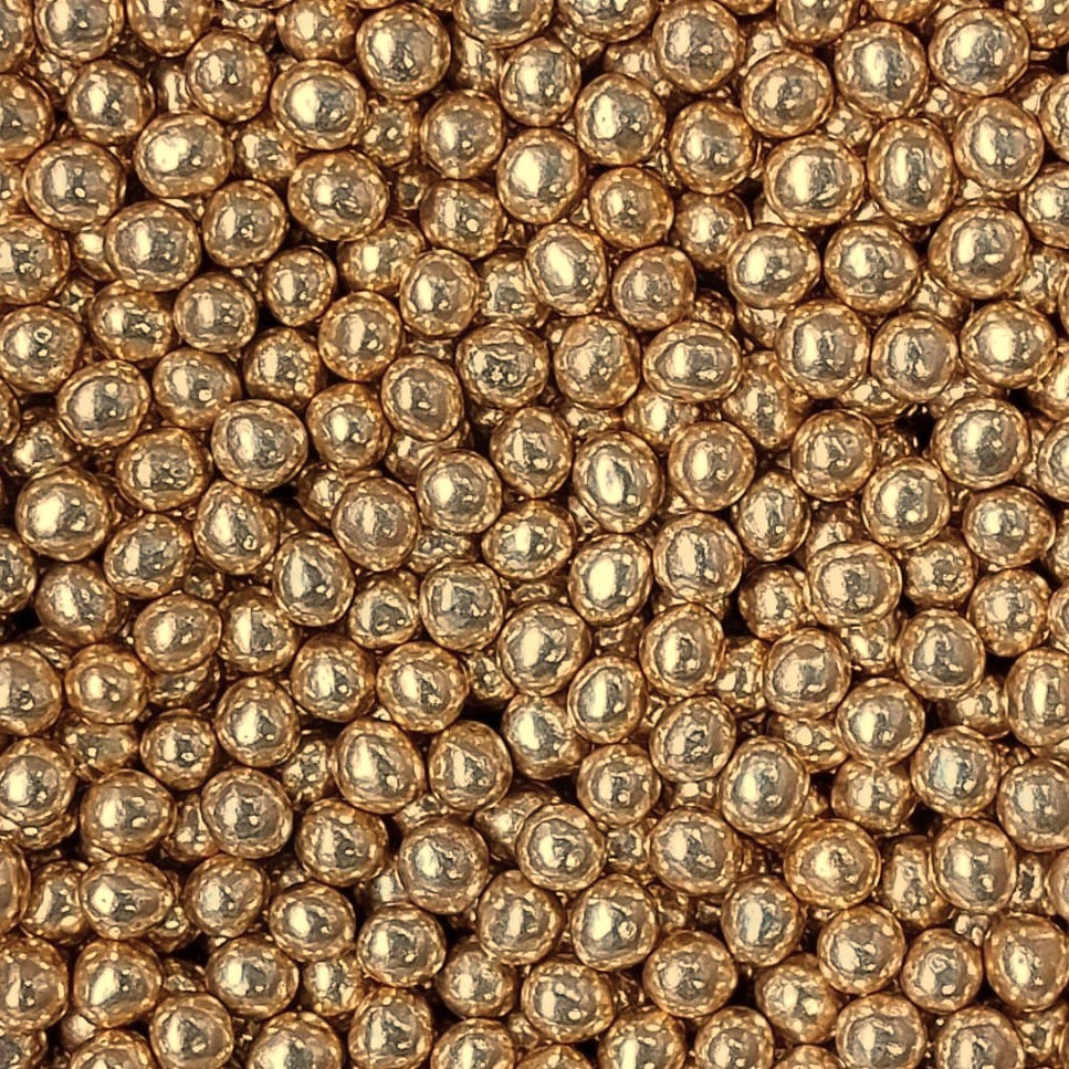 Crispy choco parels vintage goud 6mm 50g